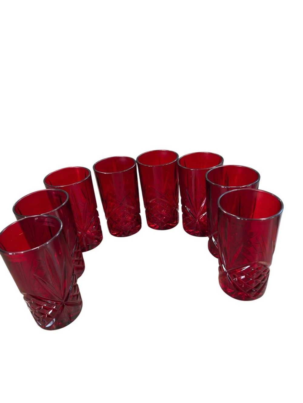 Godinger Dublin Shannon Crystal High Ball Ruby Red  Glasses  12 ounce Starburst